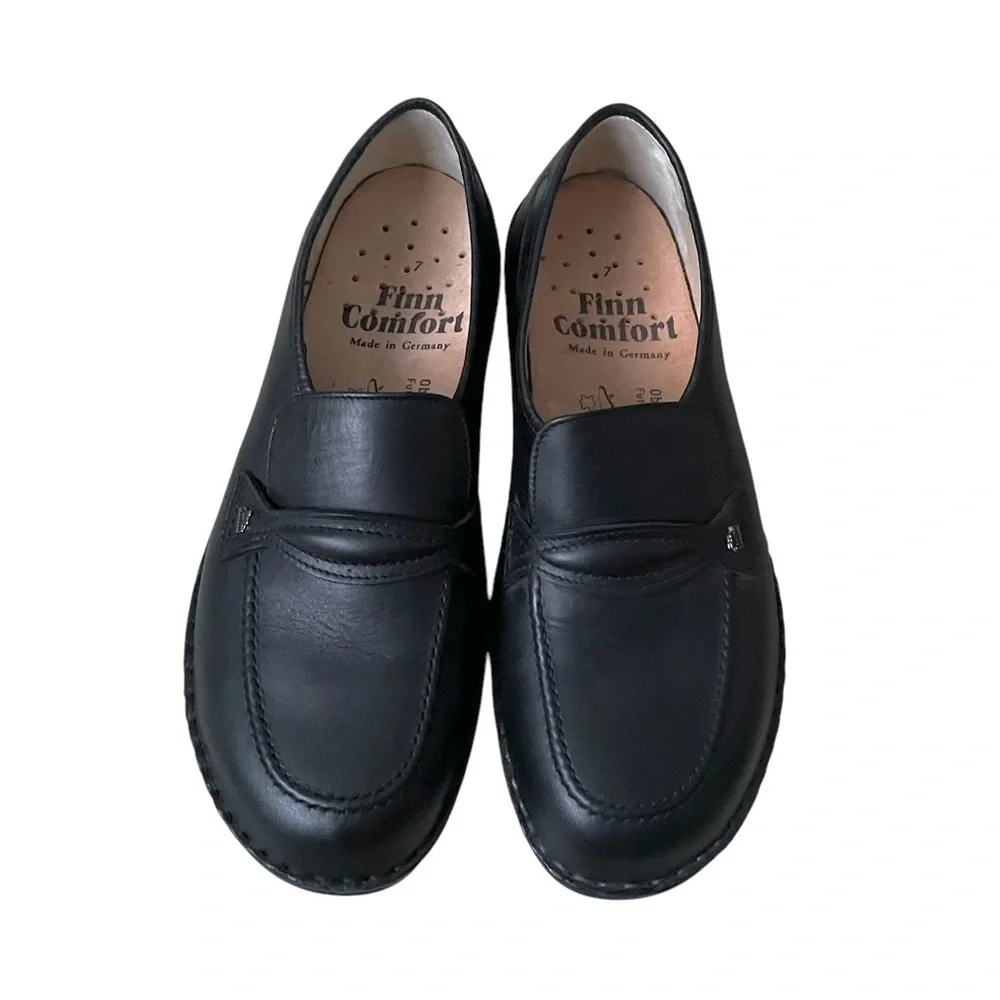 FINN COMFORT Germany Men’s Toledo Black Leather Slip-on City Shoes 8